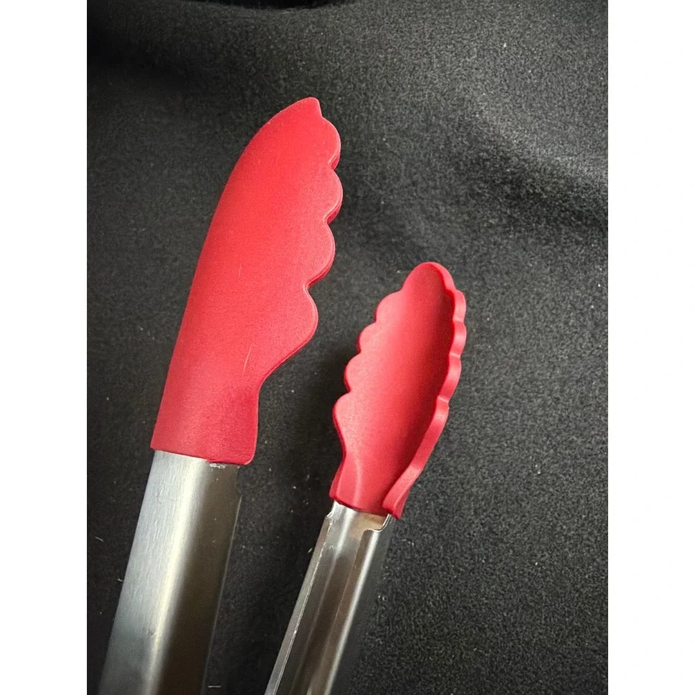 KitchenAid Locking Silicone Tongs Kitchen Tool Red Stainless Steel 10.5 Inch